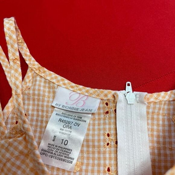 B By Bonnie Jean Orange White Dress Size 10 - Picture 3 of 7